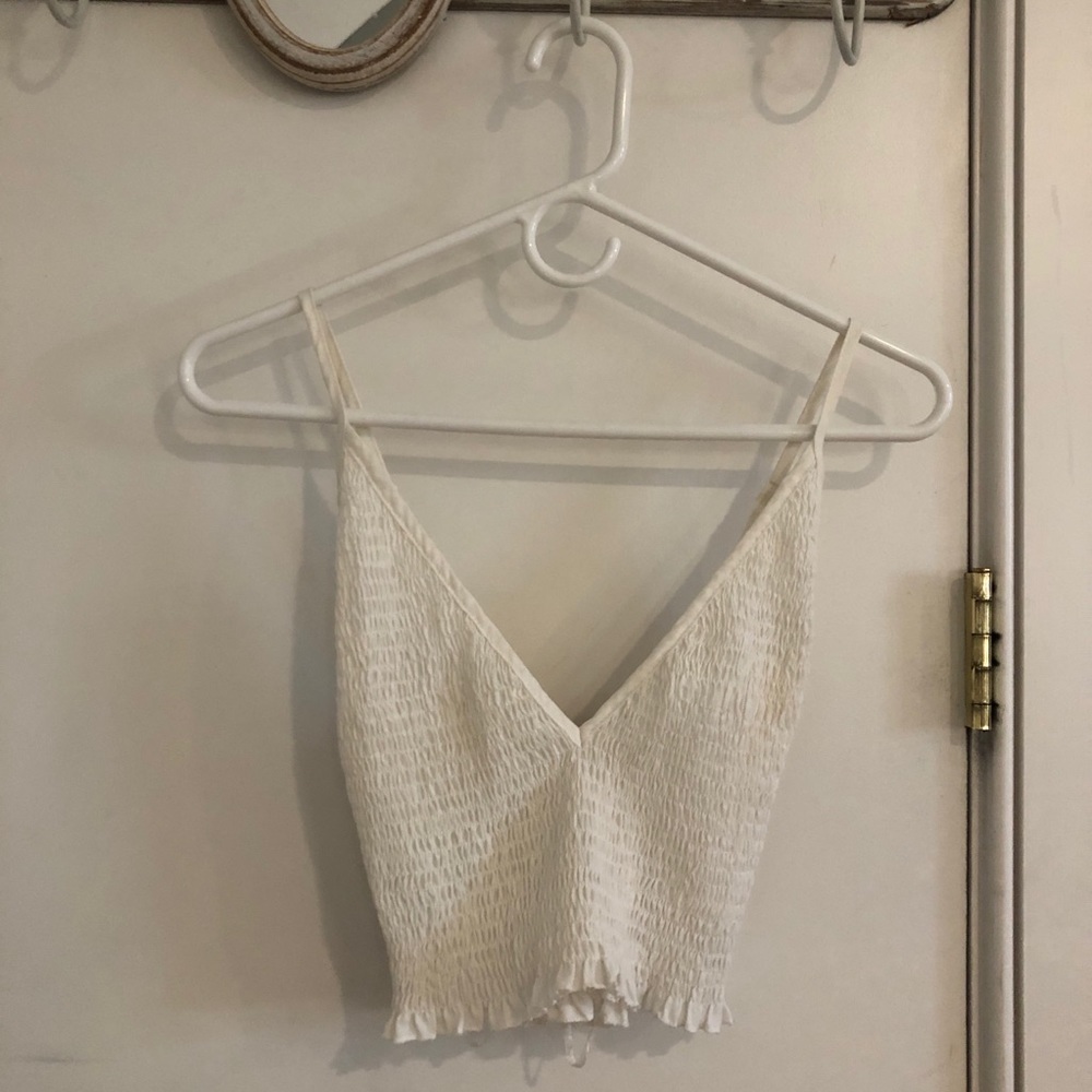LF White Ruched Cropped Tank (S)